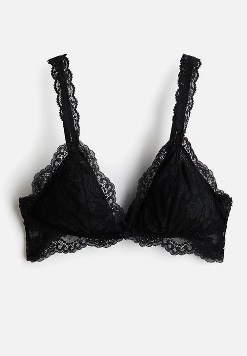 H&M - Padded non-wired lace bra - black