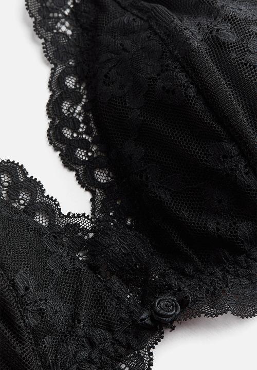H&M - Padded non-wired lace bra - black