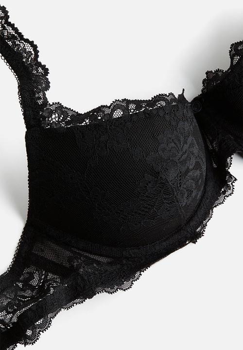 H&M - Lace push-up bra - black