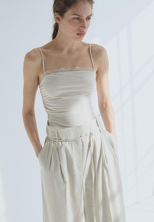 H&M - Lace-trimmed strappy top - white