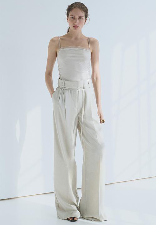 H&M - Lace-trimmed strappy top - white