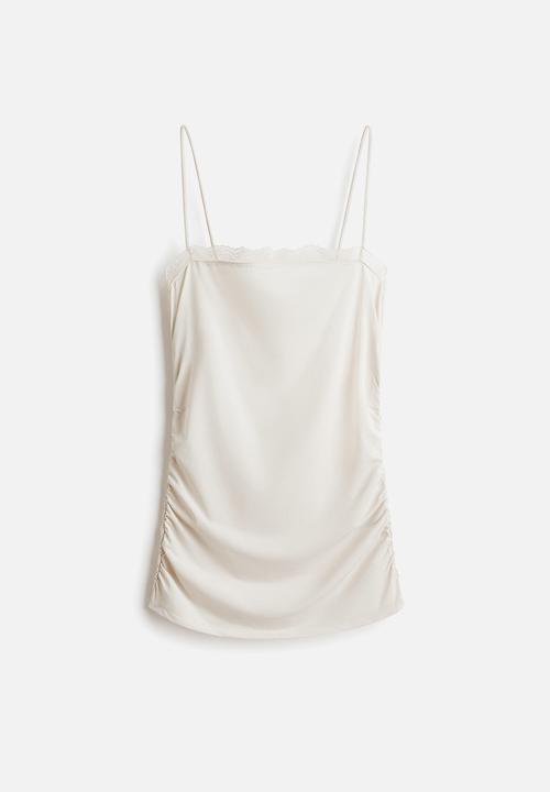 H&M - Lace-trimmed strappy top - white