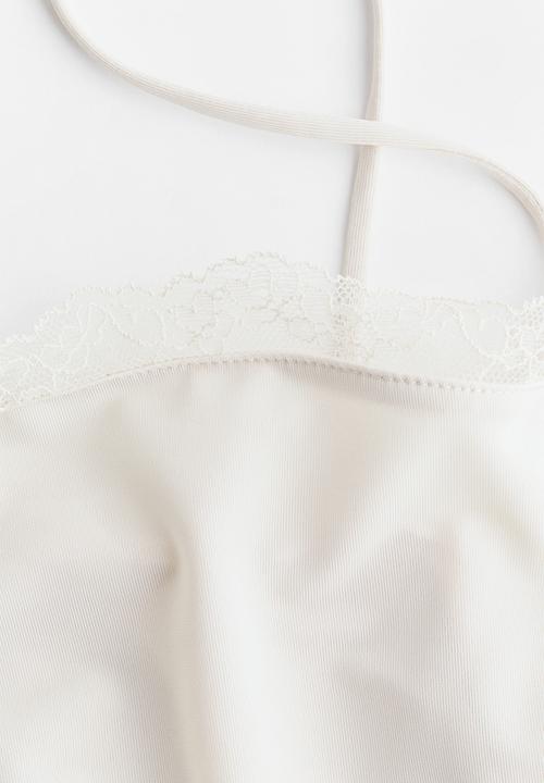 H&M - Lace-trimmed strappy top - white
