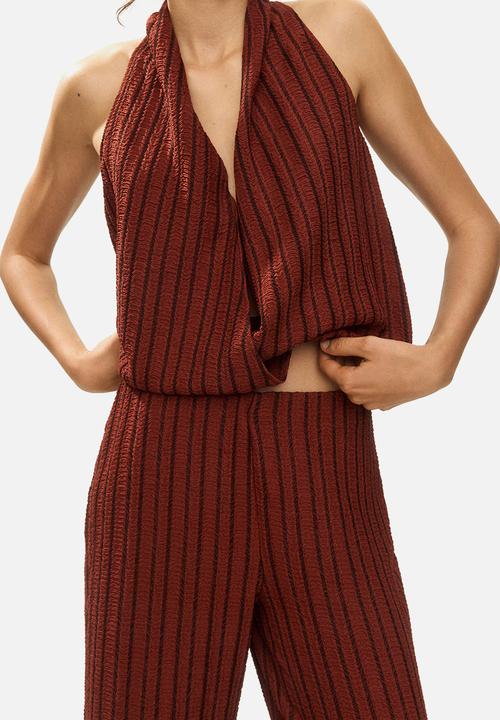H&M - Wide crinkled trousers - dark orange
