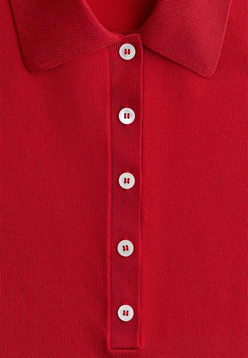 H&M - Fine-knit polo shirt - bright red