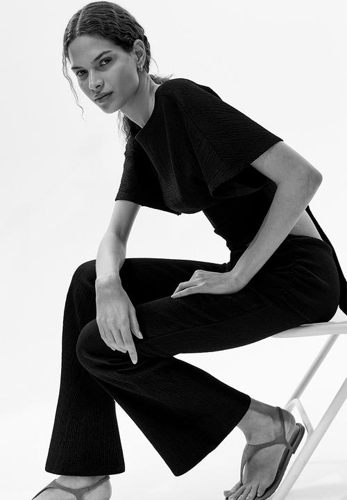 H&M - Crinkled layered trousers - black