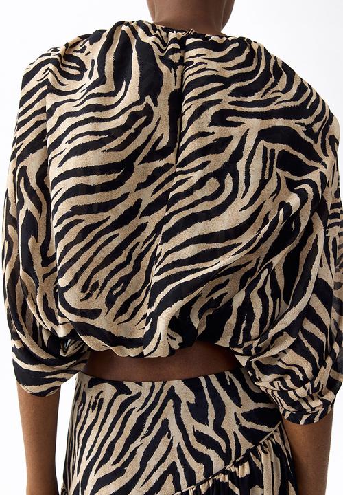 H&M - Chiffon maxi skirt - beige/zebra print