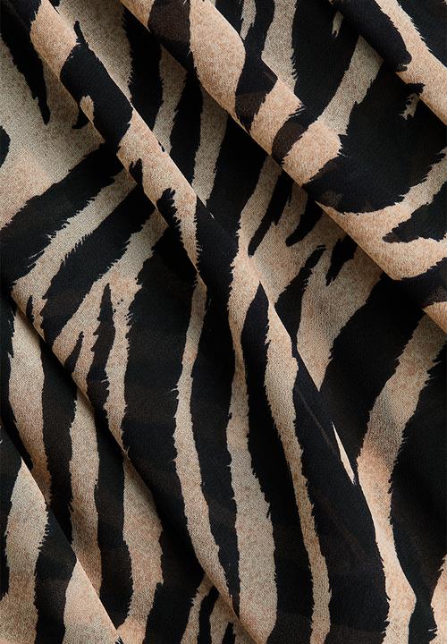 H&M - Chiffon maxi skirt - beige/zebra print
