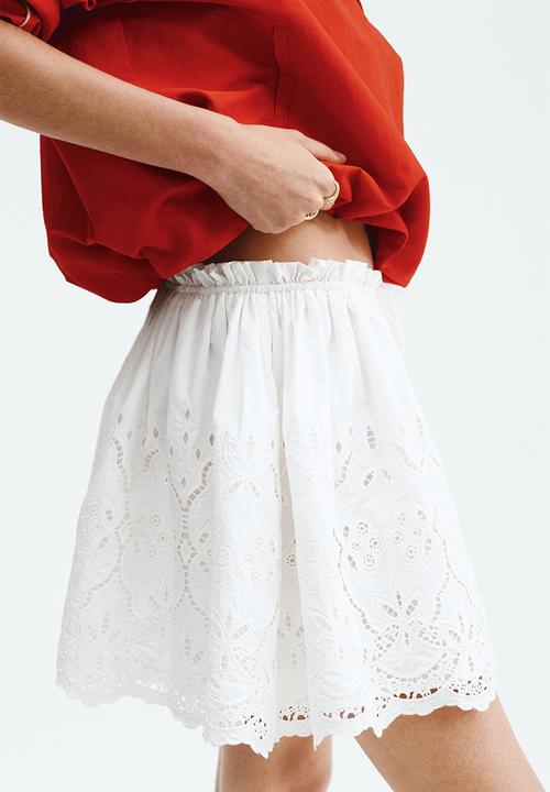 H&M - Broderie-anglaise drawstring skirt - white
