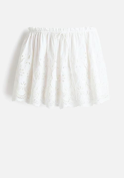 H&M - Broderie-anglaise drawstring skirt - white