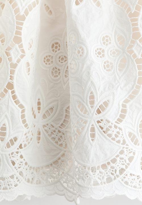 H&M - Broderie-anglaise drawstring skirt - white