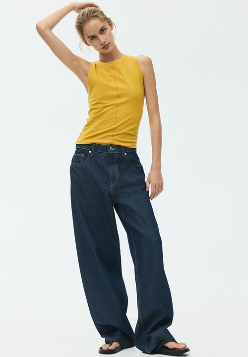 H&M - Flatlock-seam vest top - dark yellow