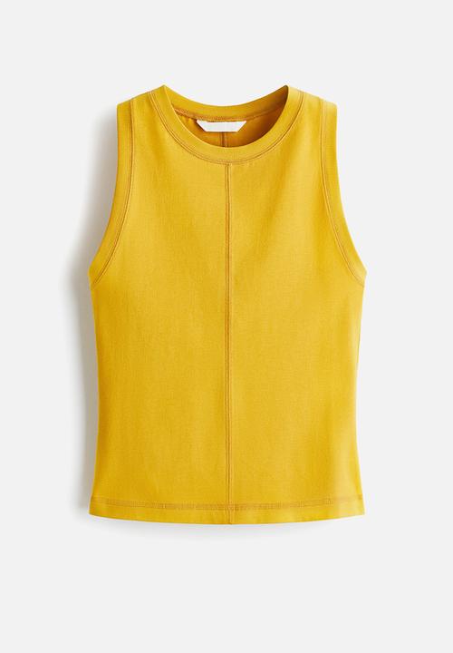 H&M - Flatlock-seam vest top - dark yellow