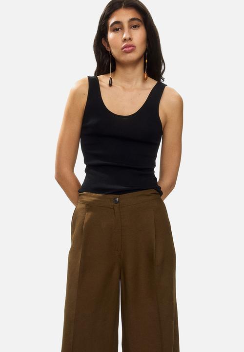 H&M - Ankle-length linen-blend trousers - brown
