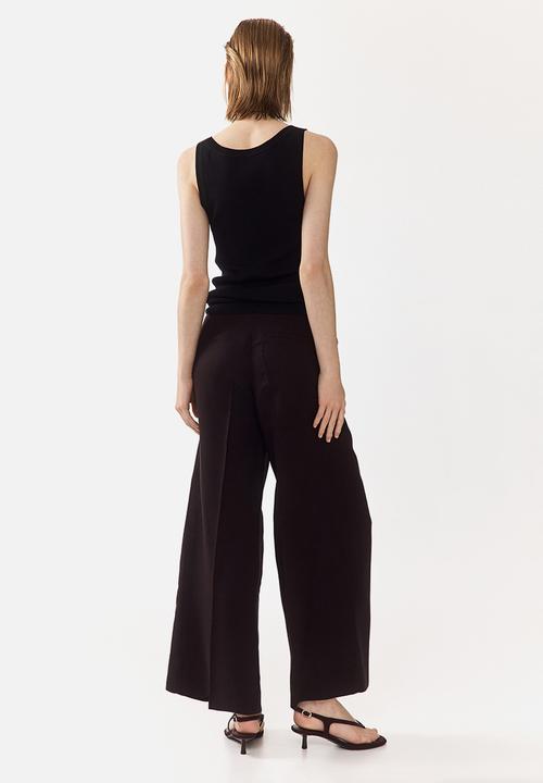 H&M - Ankle-length linen-blend trousers - dark plum purple