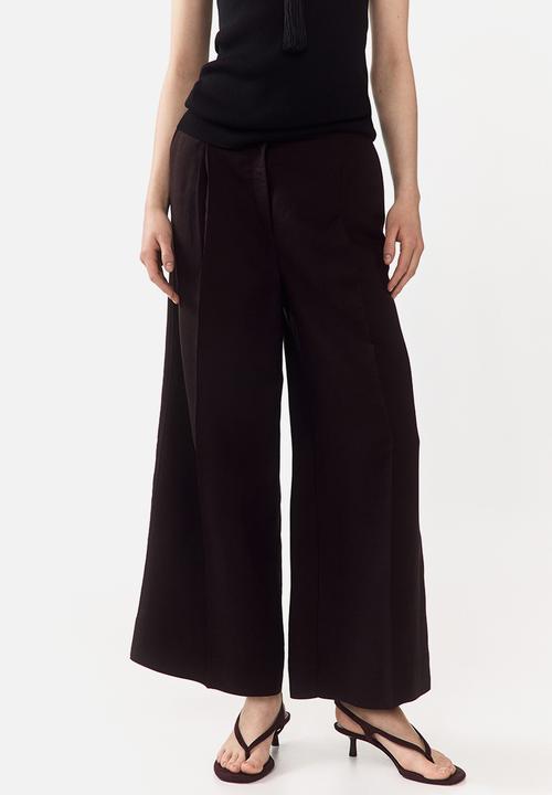 H&M - Ankle-length linen-blend trousers - dark plum purple