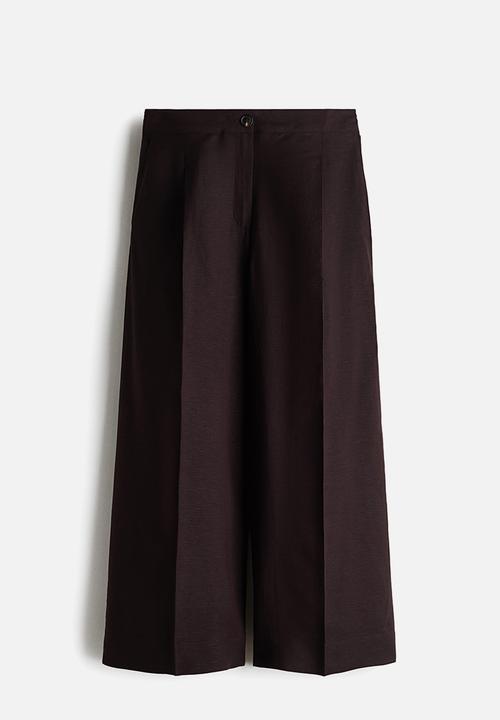 H&M - Ankle-length linen-blend trousers - dark plum purple