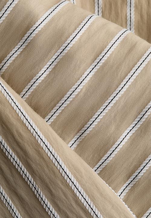 H&M - Tie-detail blouse - light beige/striped
