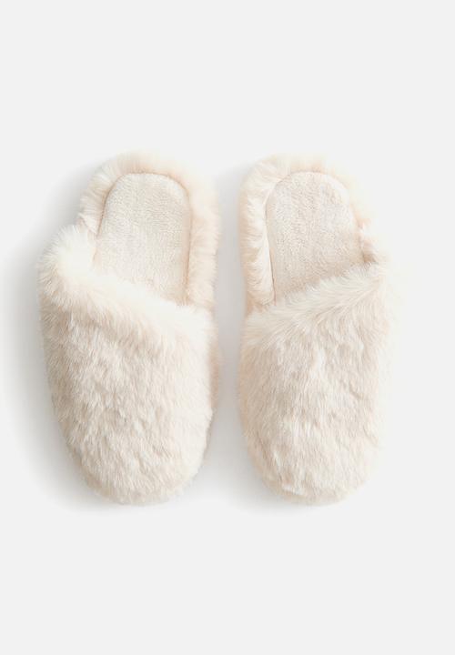 H&M - Fluffy slippers - light beige