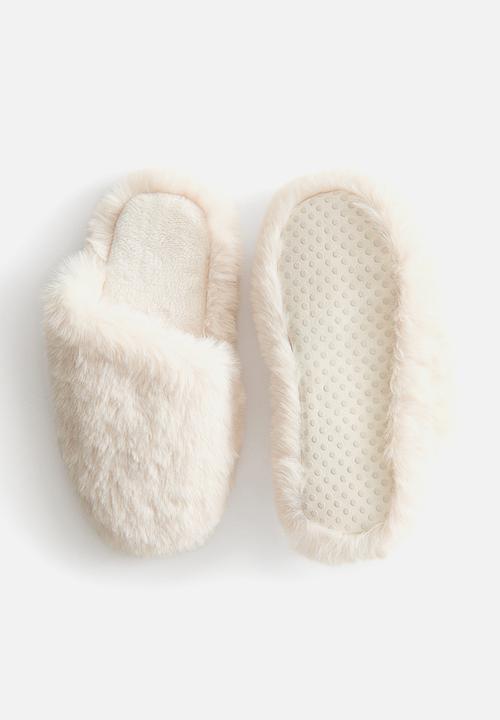 H&M - Fluffy slippers - light beige