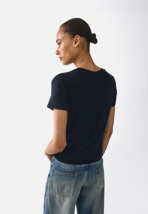 H&M - Button-detail viscose top - navy blue