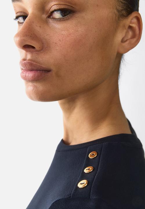 H&M - Button-detail viscose top - navy blue