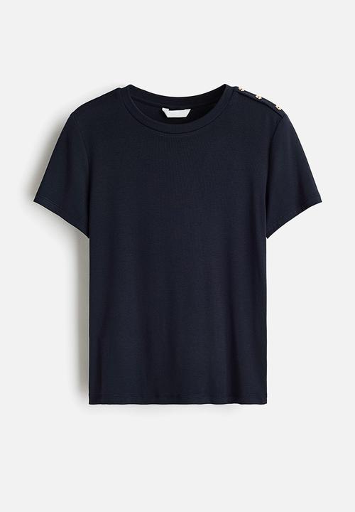H&M - Button-detail viscose top - navy blue