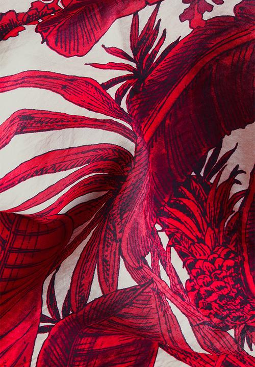 H&M - V-neck midi dress - red/patterned