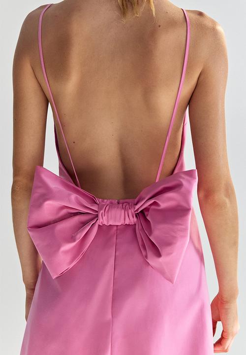 H&M - Bow-detail low-back dress - pink