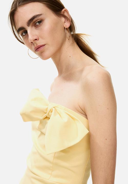 H&M - Bow-detail bandeau dress - light yellow
