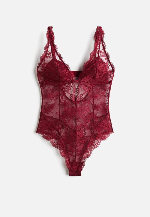 H&M - Lace body - dark red