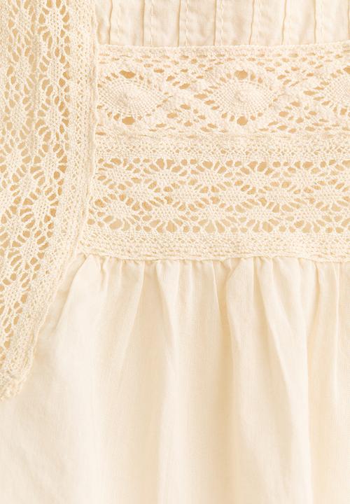 H&M - Lace-inset cotton blouse - light beige