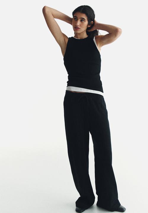 H&M - Ribbed cotton vest top - black