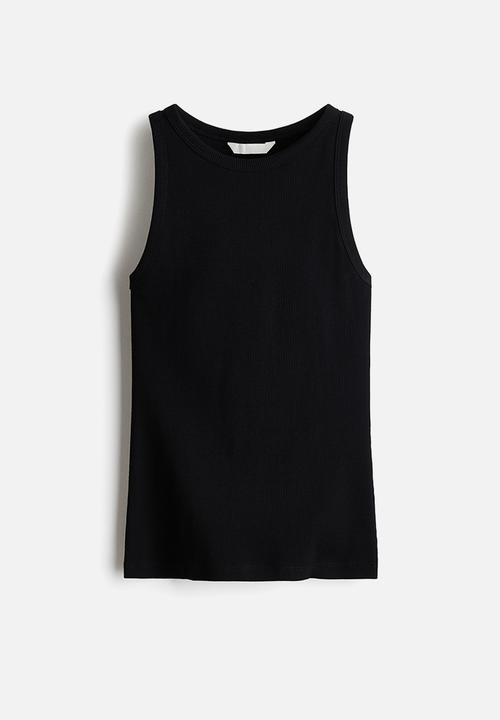 H&M - Ribbed cotton vest top - black