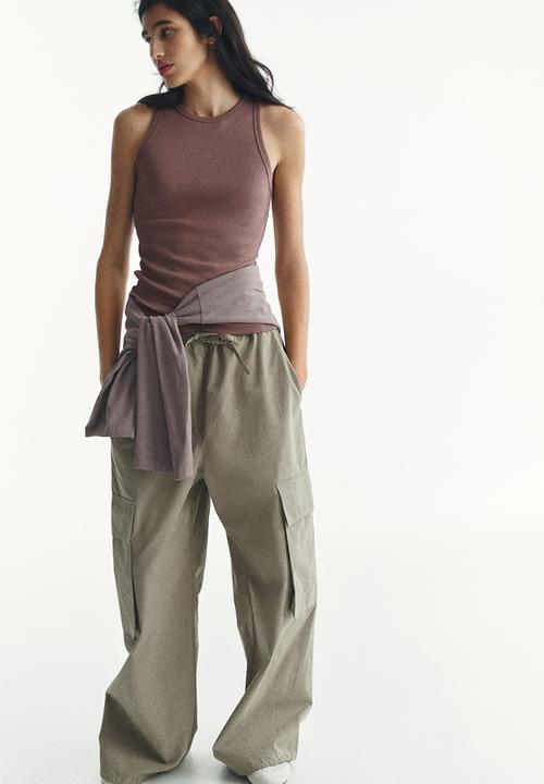 H&M - Ribbed cotton vest top - dark dusty pink