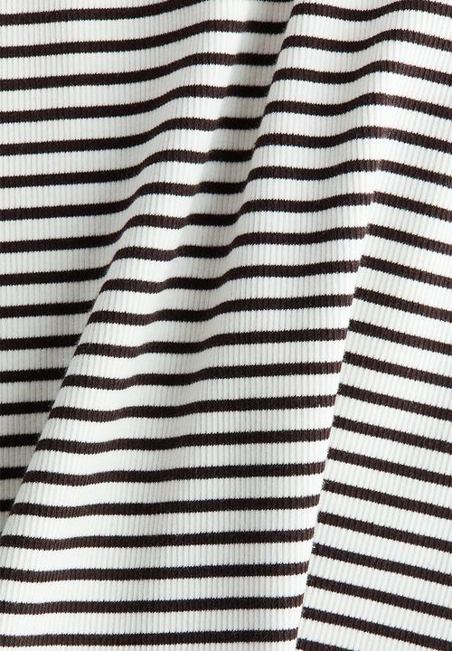 H&M - Ribbed cotton vest top - dark brown/striped
