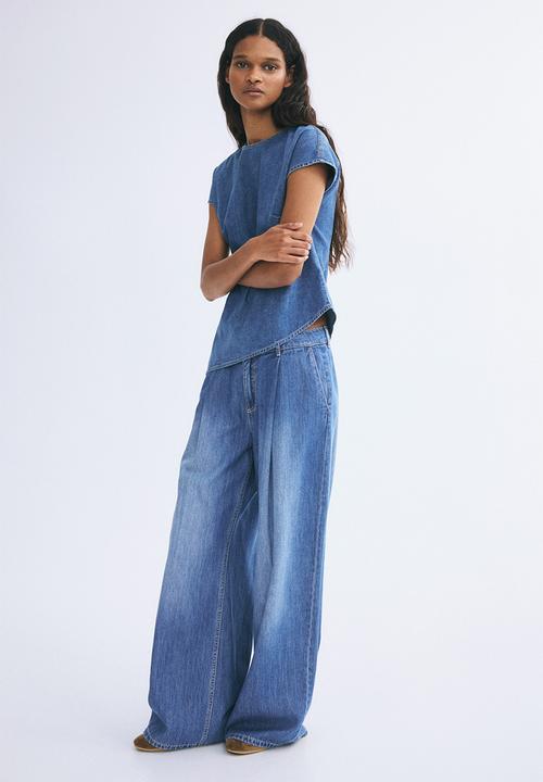 H&M - Asymmetric denim top - denim blue