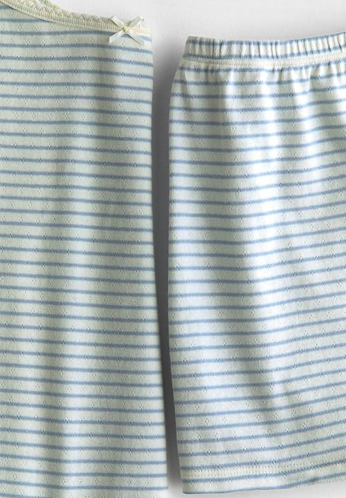H&M - Cotton pointelle pyjamas - white/light blue striped