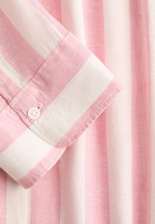 H&M - Linen-blend shirt - light pink/striped