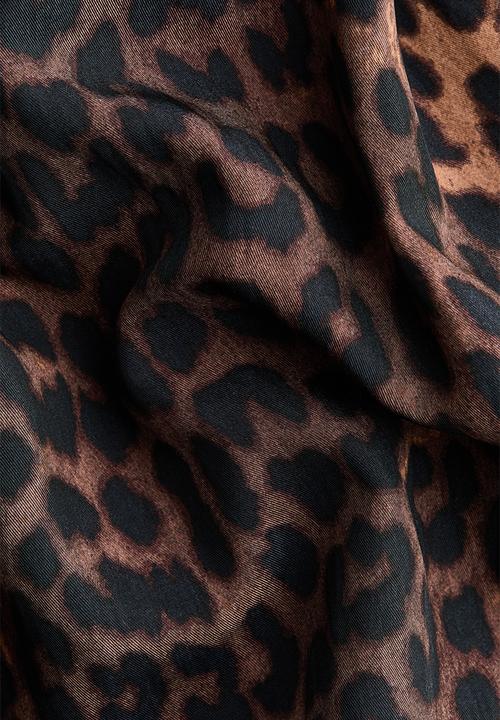 H&M - Printed flared-skirt dress - dark brown/leopard print
