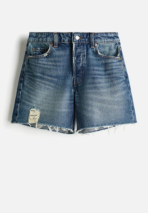 H&M - Raw-edge denim shorts - denim blue