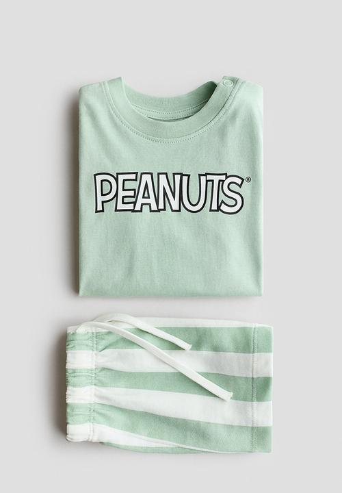 H&M - 2-piece printed set - light green/snoopy