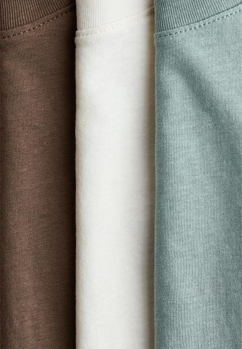 H&M - 3-pack cotton t-shirts - light dusty turquoise