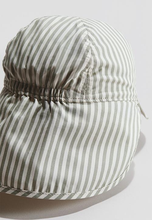 H&M - Cotton sun cap - light dusty green/striped