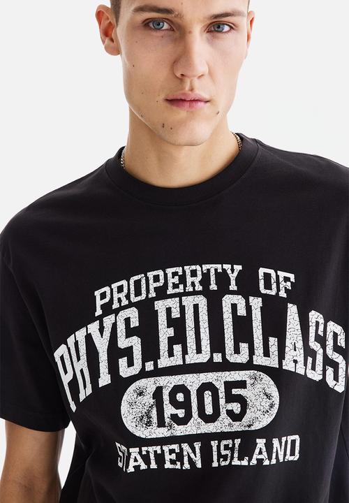 H&M - Relaxed fit printed t-shirt - black/phys. ed. class