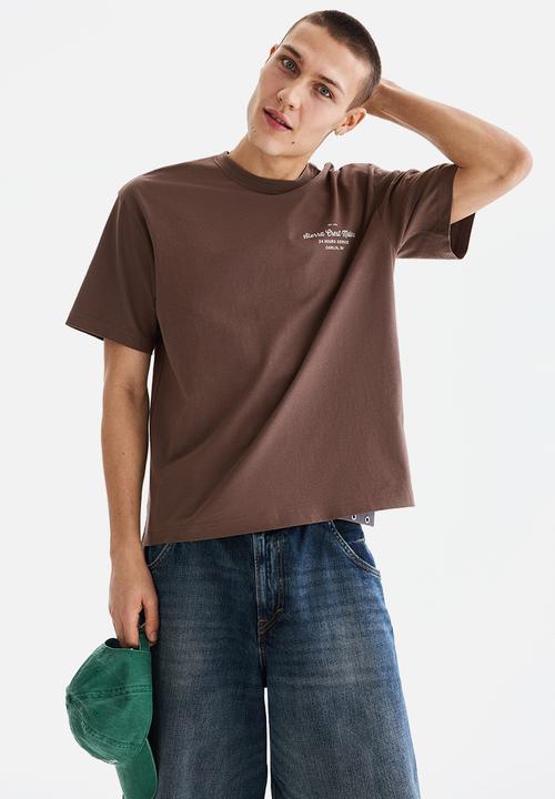 H&M - Relaxed fit printed t-shirt - brown/sierra crest motors