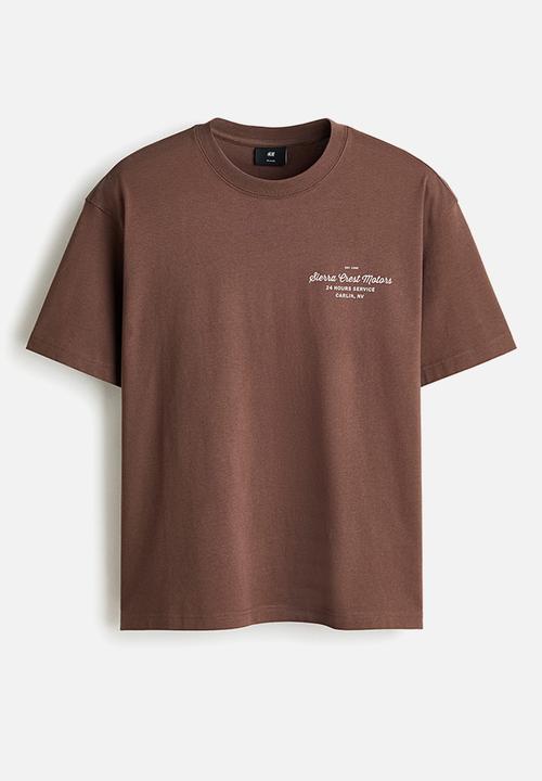 H&M - Relaxed fit printed t-shirt - brown/sierra crest motors