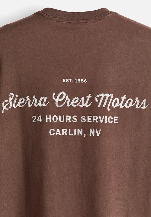 H&M - Relaxed fit printed t-shirt - brown/sierra crest motors