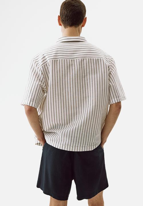 H&M - Relaxed fit linen-blend shorts - navy blue