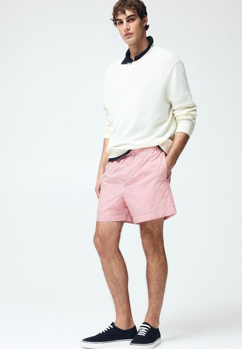 H&M - Regular fit cotton shorts - red/striped
